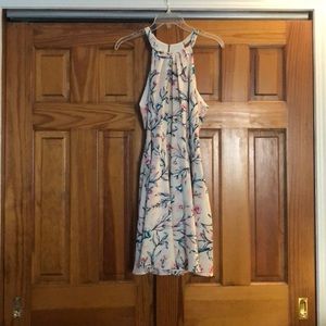 White & pink colorful floral Express dress